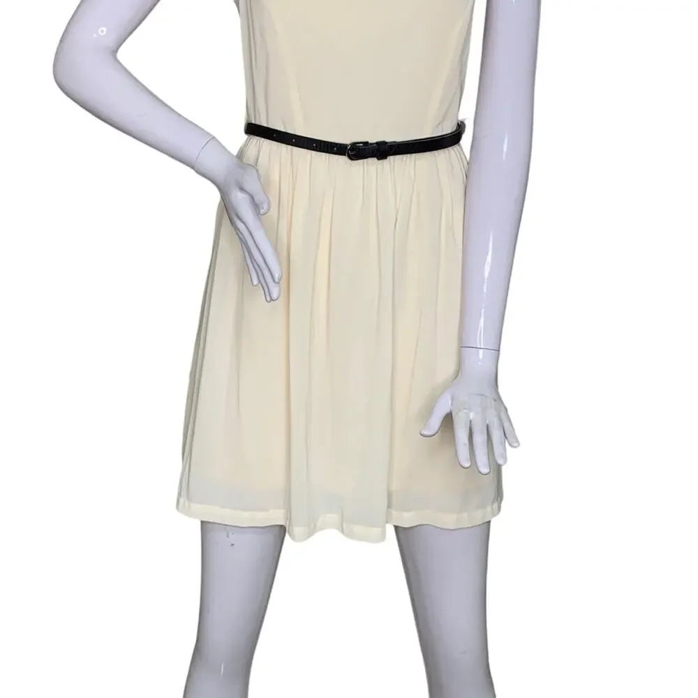 Forever 21 NWT Sheer Dress Sleeveless Cream Hidden Zipper on Back Size S